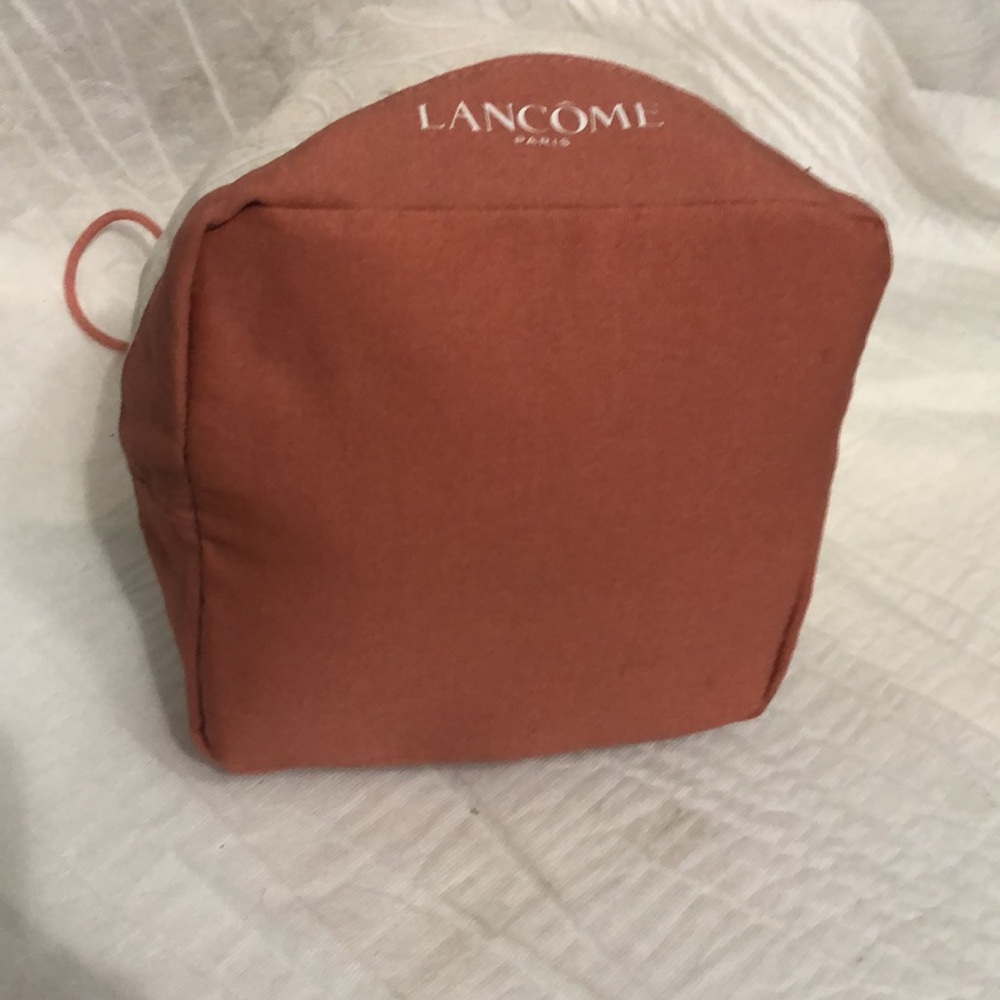 Lancôme Beige and Rust Drawstring Cosmetic Bag with Random beauty item included - Picture 3 of 4